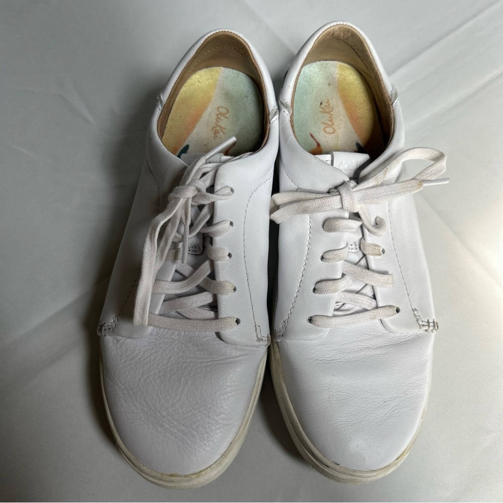 Olukai Women’s Pehuea’lli Everyday White Leather Sneakers Sz 9-EUC